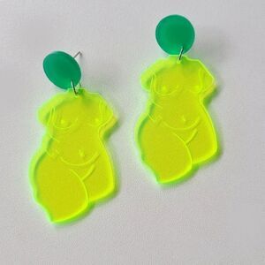 NWOT Neon Acrylic Torso Body Earrings
